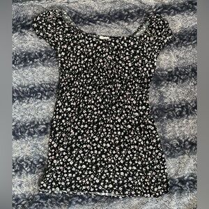 Passport Women’s 2X Black & Pink Floral Short Sleeve Stretchy Mini Dress